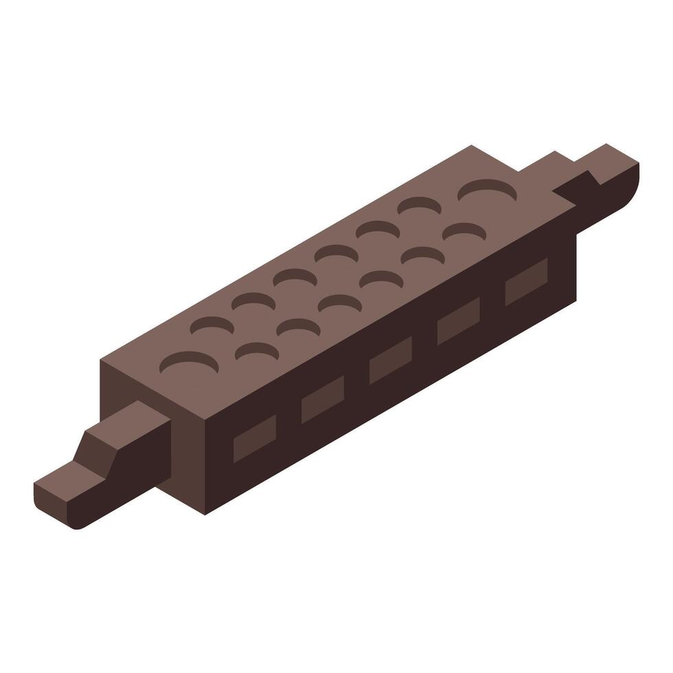 Brown harmonica creating music with wind instrument vector