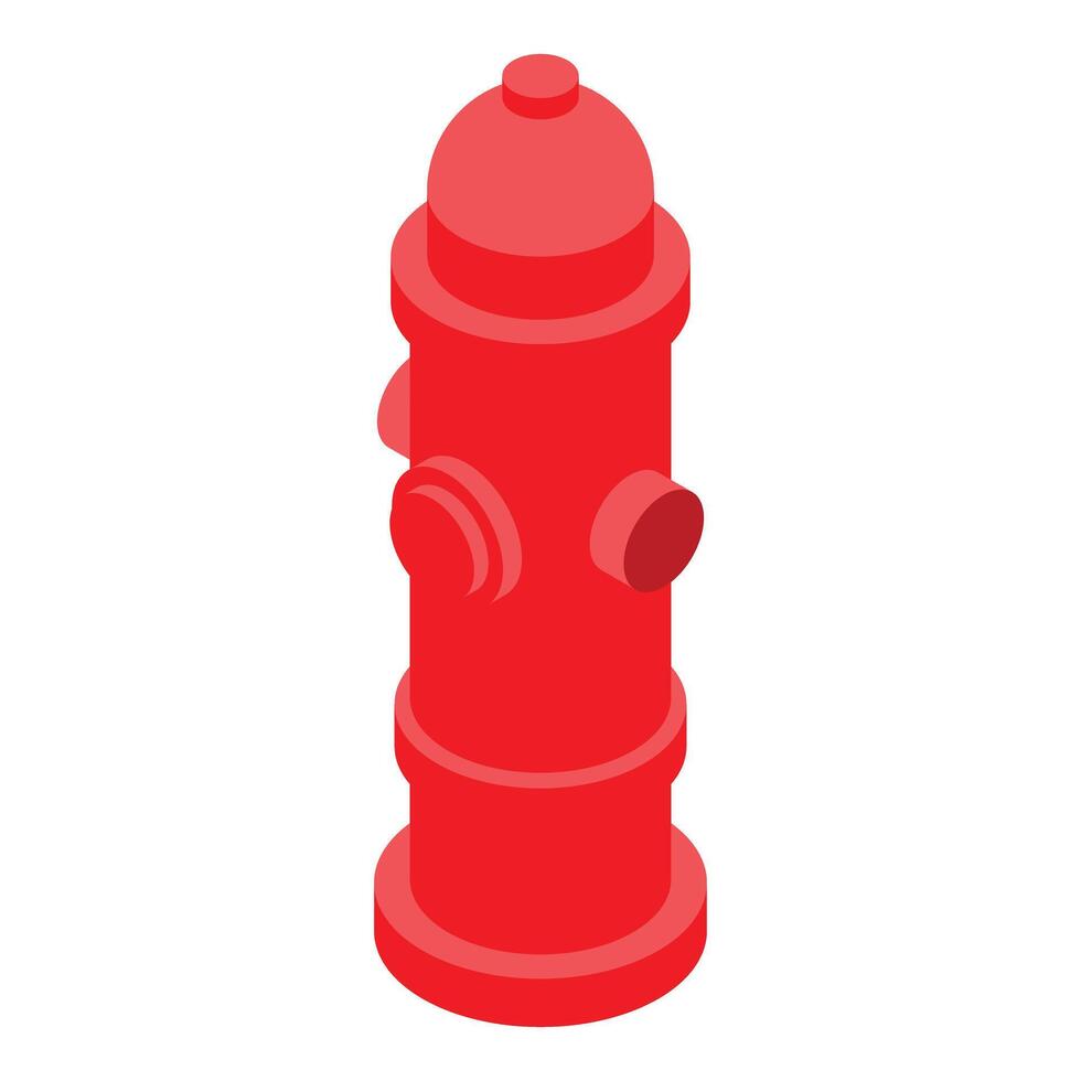 Red fire hydrant standing alert in isometric view vector