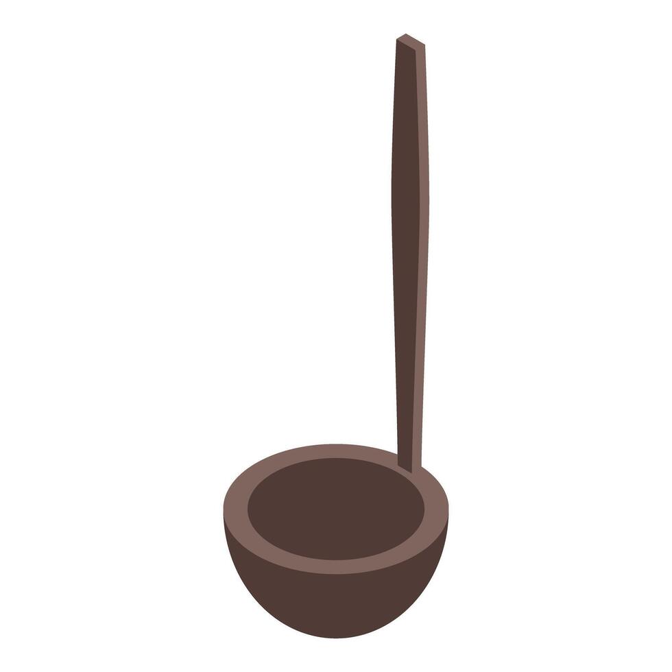 A brown wooden spoon with a handle on a white background vector