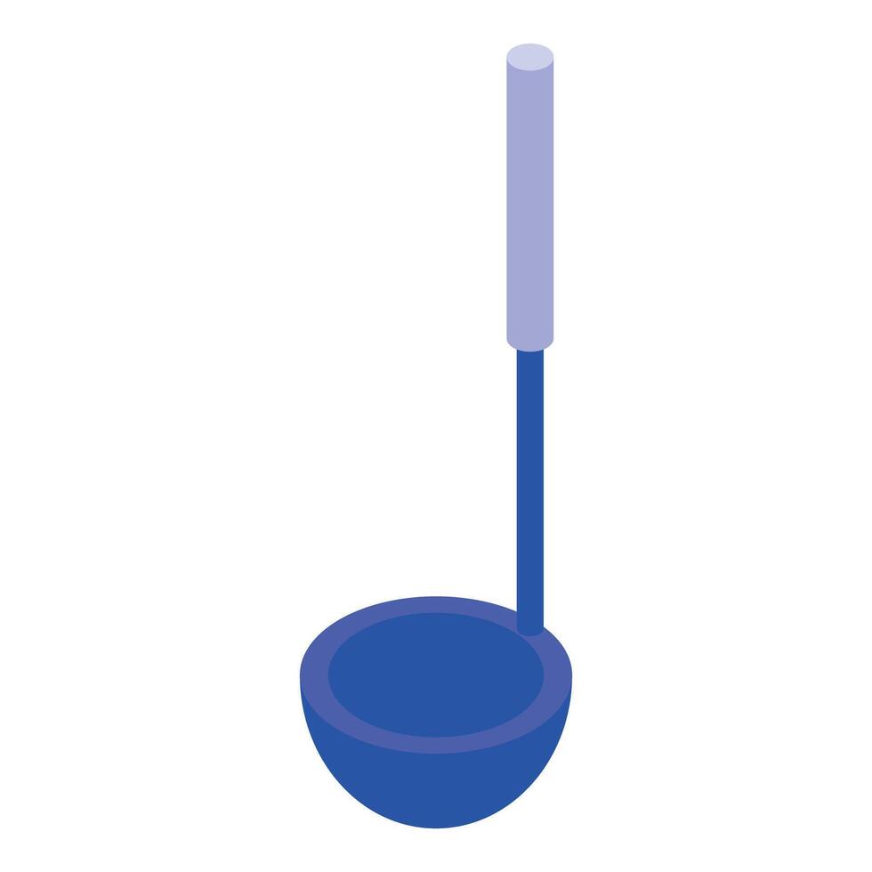 Blue soup ladle with long handle on white background vector