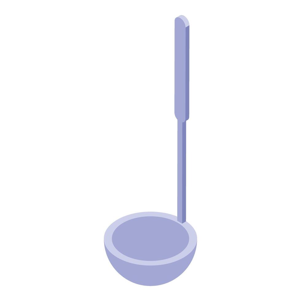 Soup ladle serving spoon kitchen utensil in isometric view vector