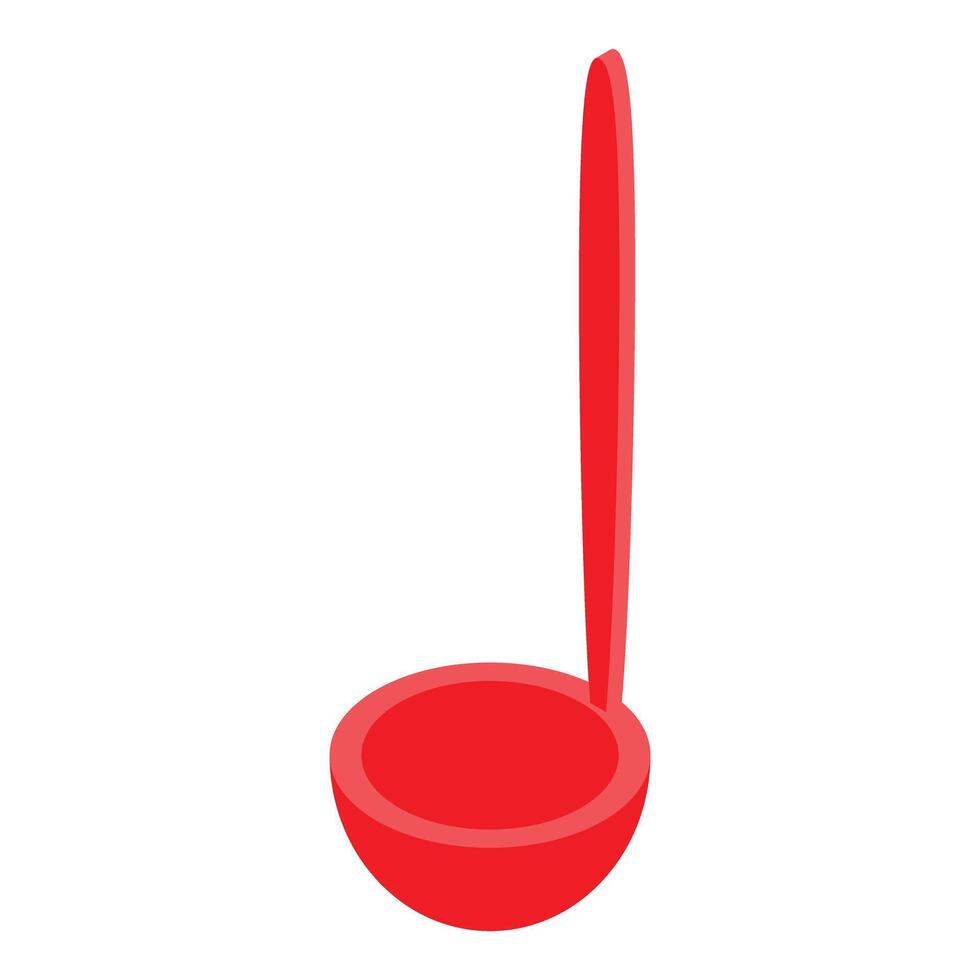 Red plastic soup ladle on white background vector