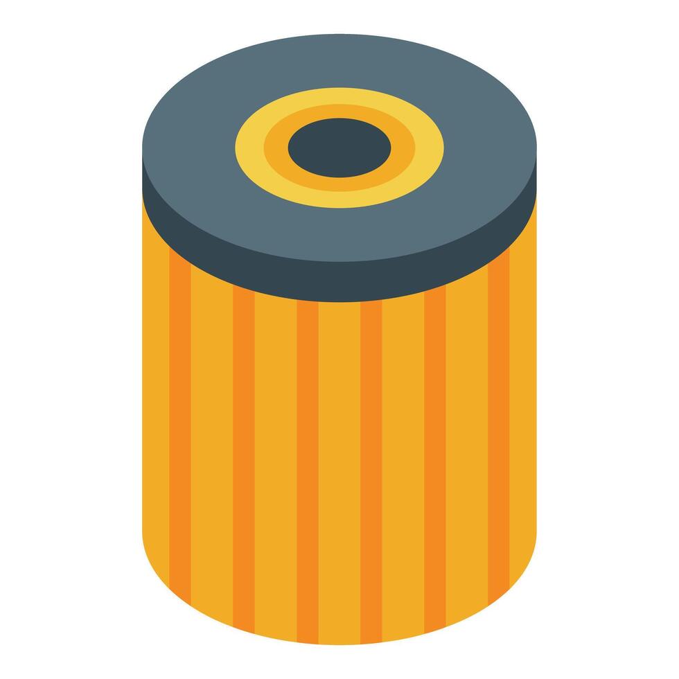 Car oil filter protecting engine performance, isometric view vector