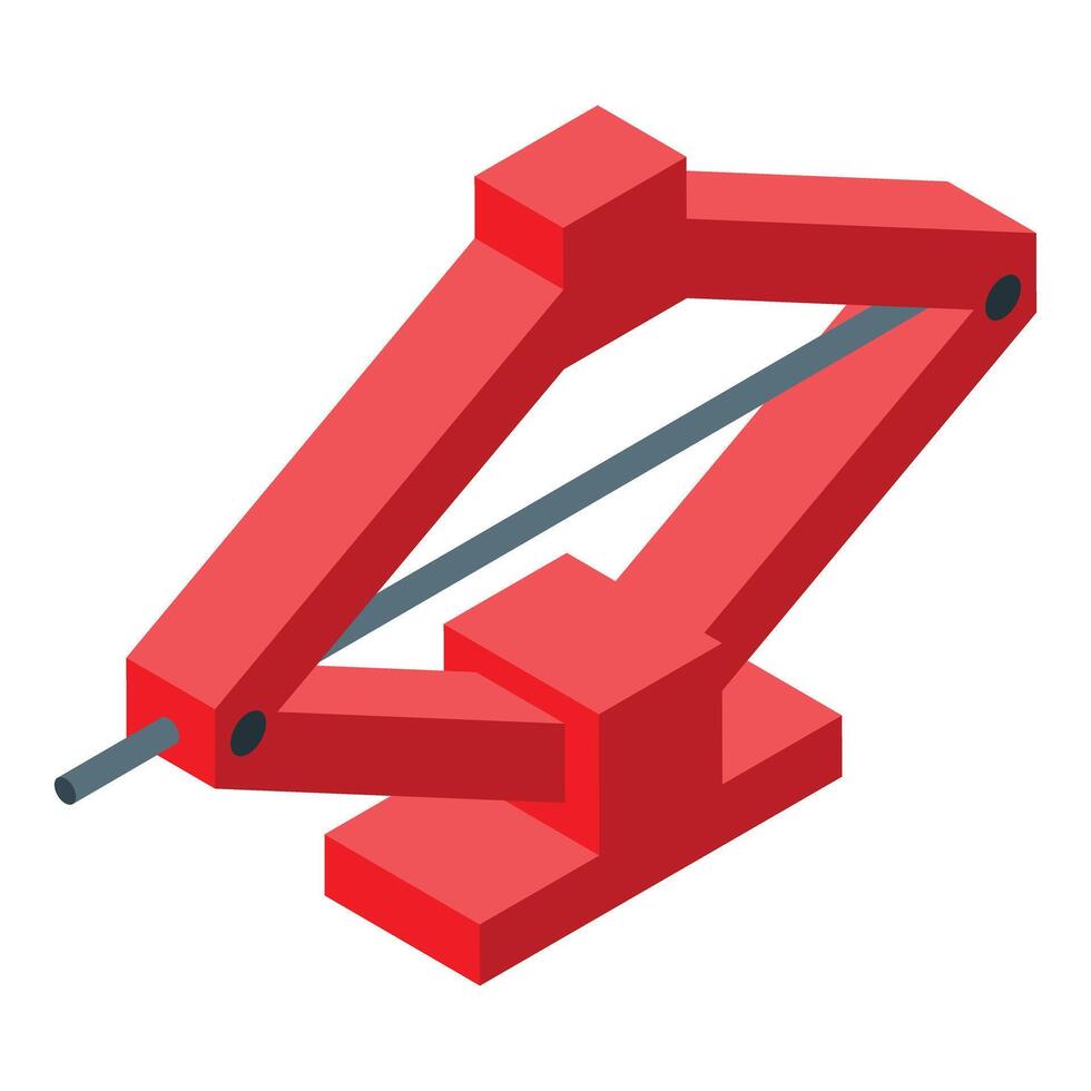 Red car jack lifting equipment isometric view vector