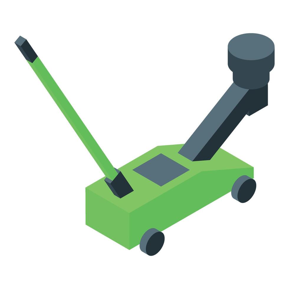 Green hydraulic trolley jack lifting equipment for car repairing vector