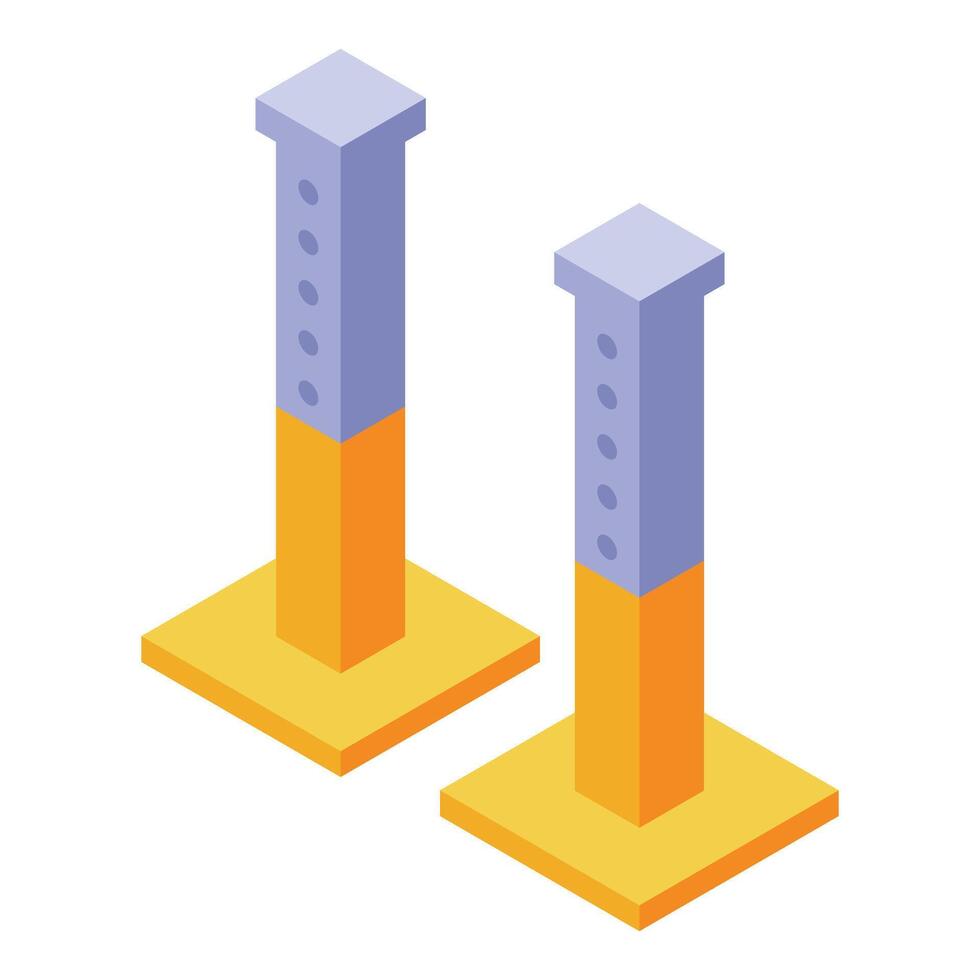 Metal supports holding construction, isometric building pillars vector