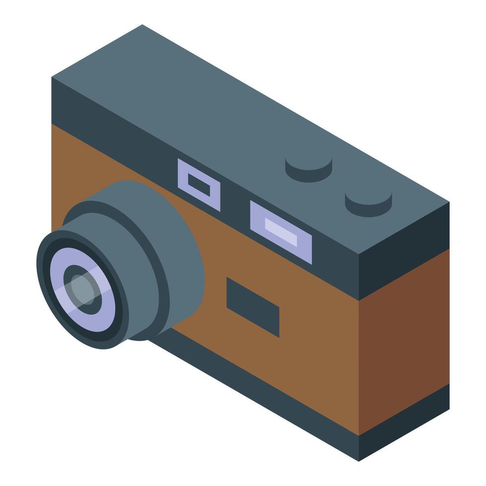 Isometric vintage photo camera capturing memories vector