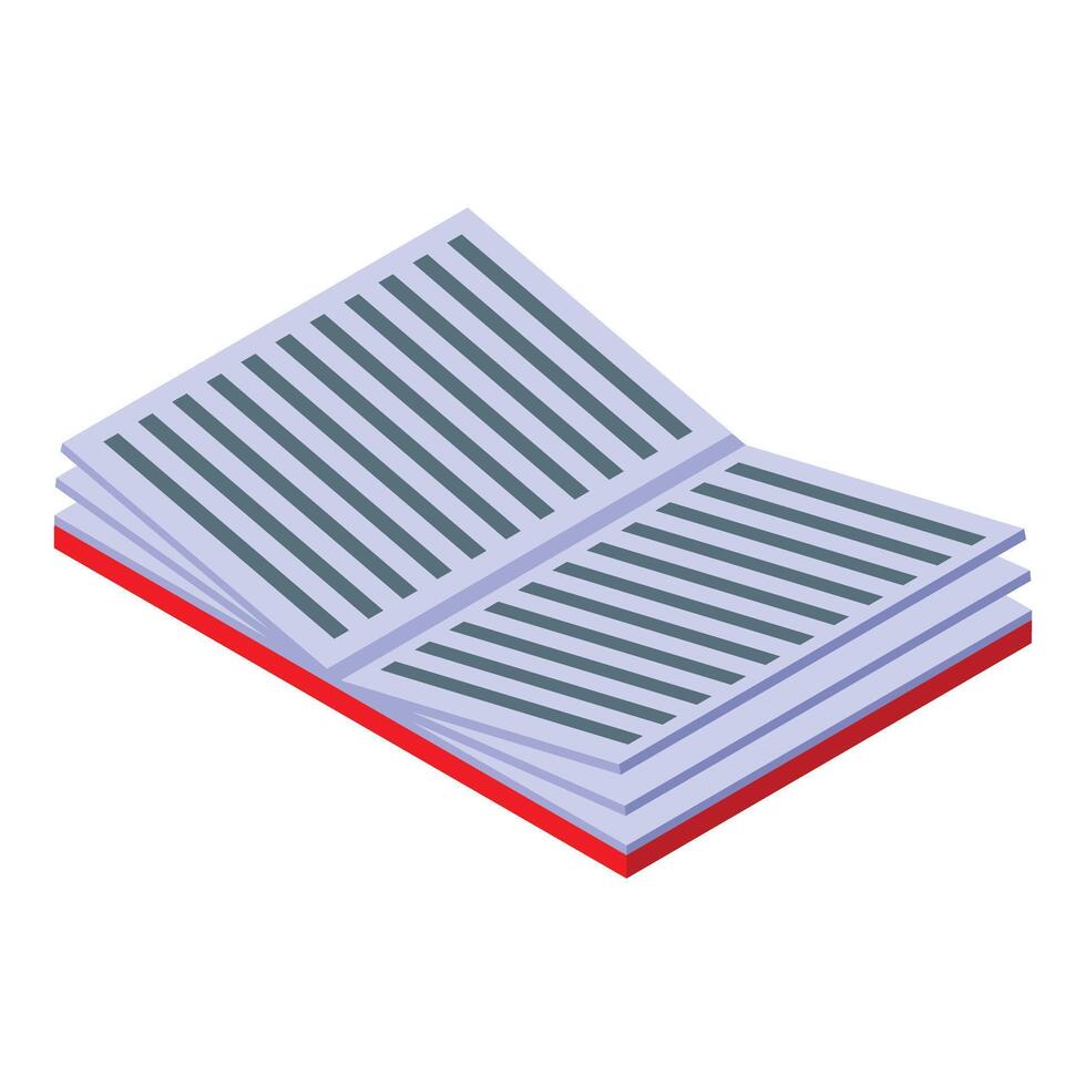 Open book with red cover isometric illustration for education and knowledge concepts vector