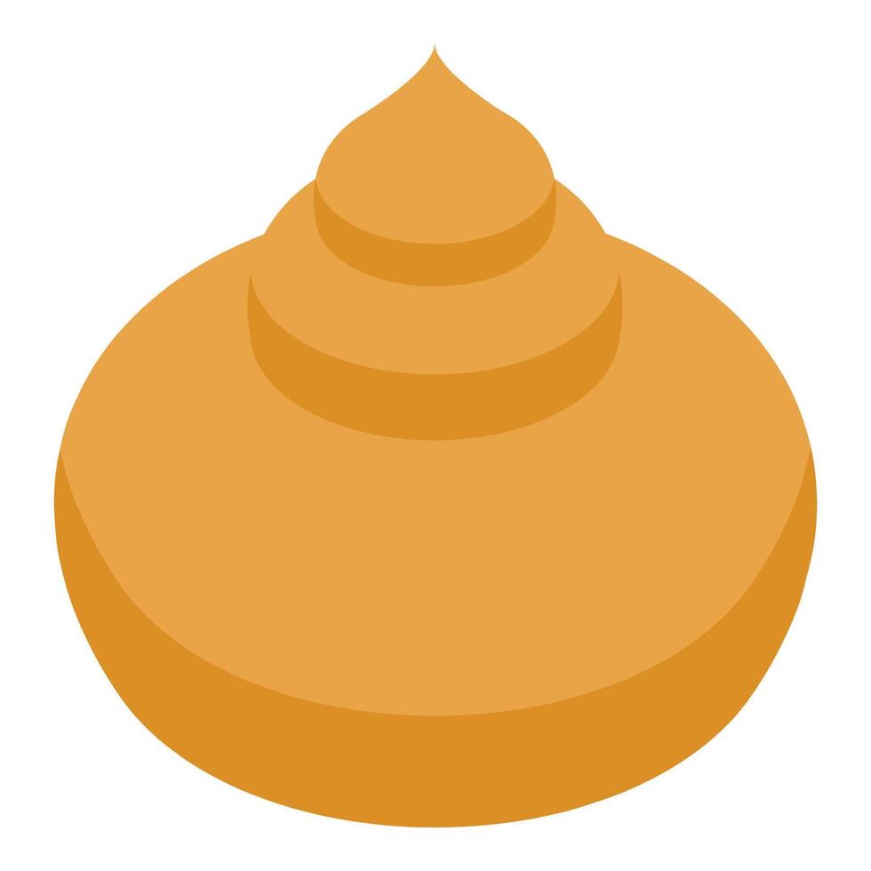 Swirling yellow cream forming a soft peak isometric icon vector