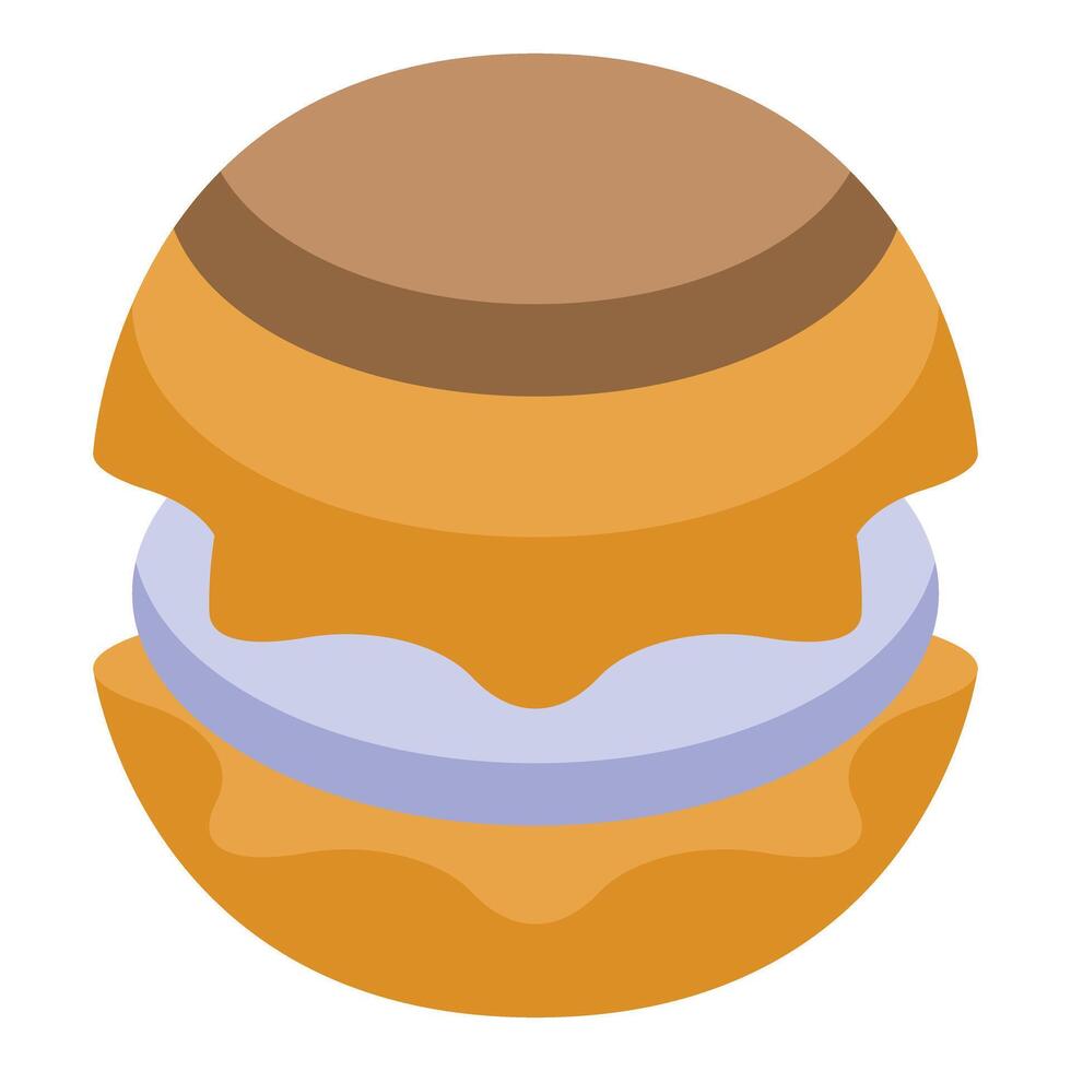 Delicious round burger with melting cheese and honey sauce dripping down vector