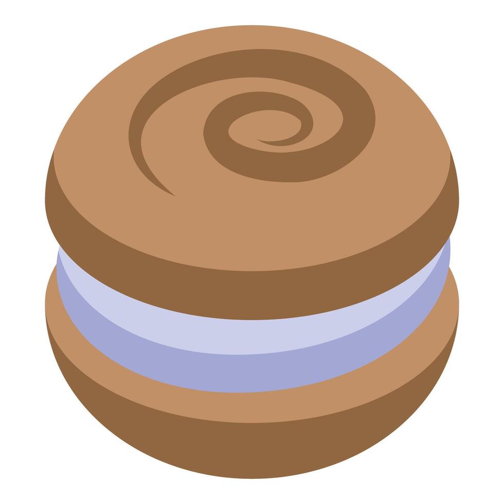 Chocolate cookie holding layer of blueberry cream cheese icing filling vector