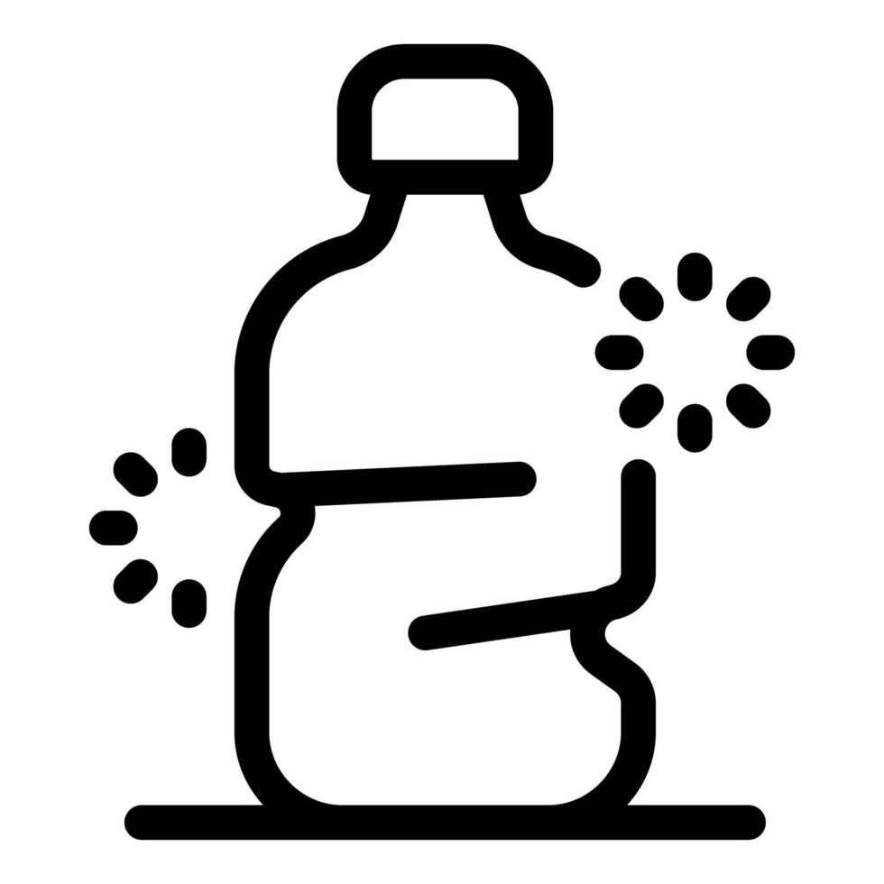Crumpled empty plastic bottle being squeezed and compressed vector