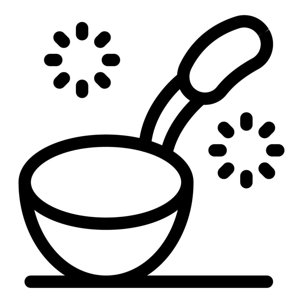 Hot cooking ladle preparing soup for dinner party vector