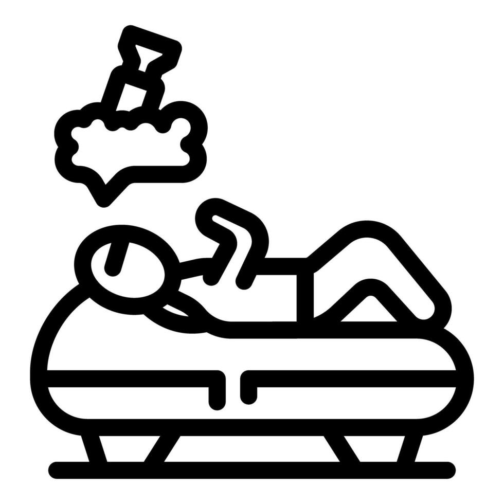 Patient relaxing on medical couch during therapy session with modern equipment vector