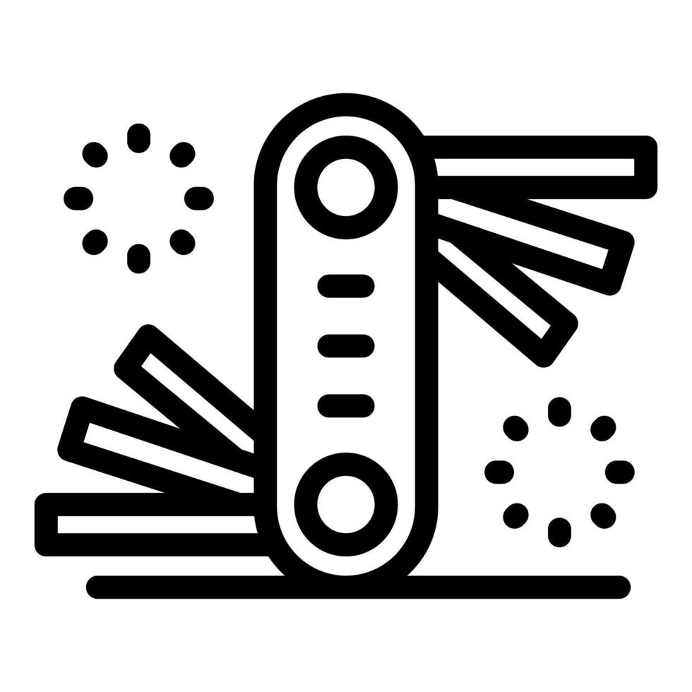Multitool knife unfolding its multiple tools for repairing and fixing vector