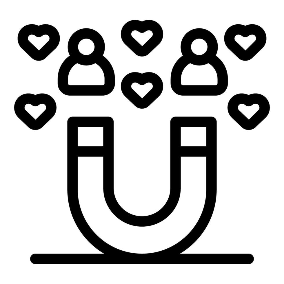 Magnet attracting customers with love and hearts representing customer relationship management vector