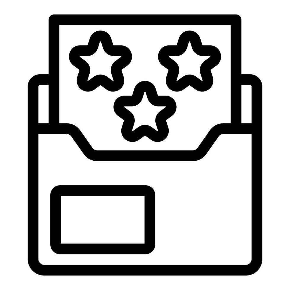 Archive folder with three stars representing rating and quality of files vector