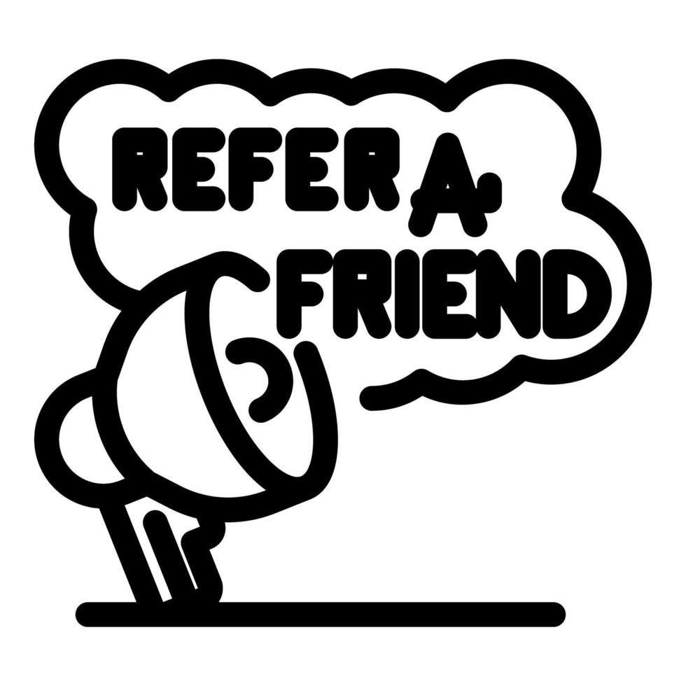 Megaphone announcing refer a friend program with speech bubble vector