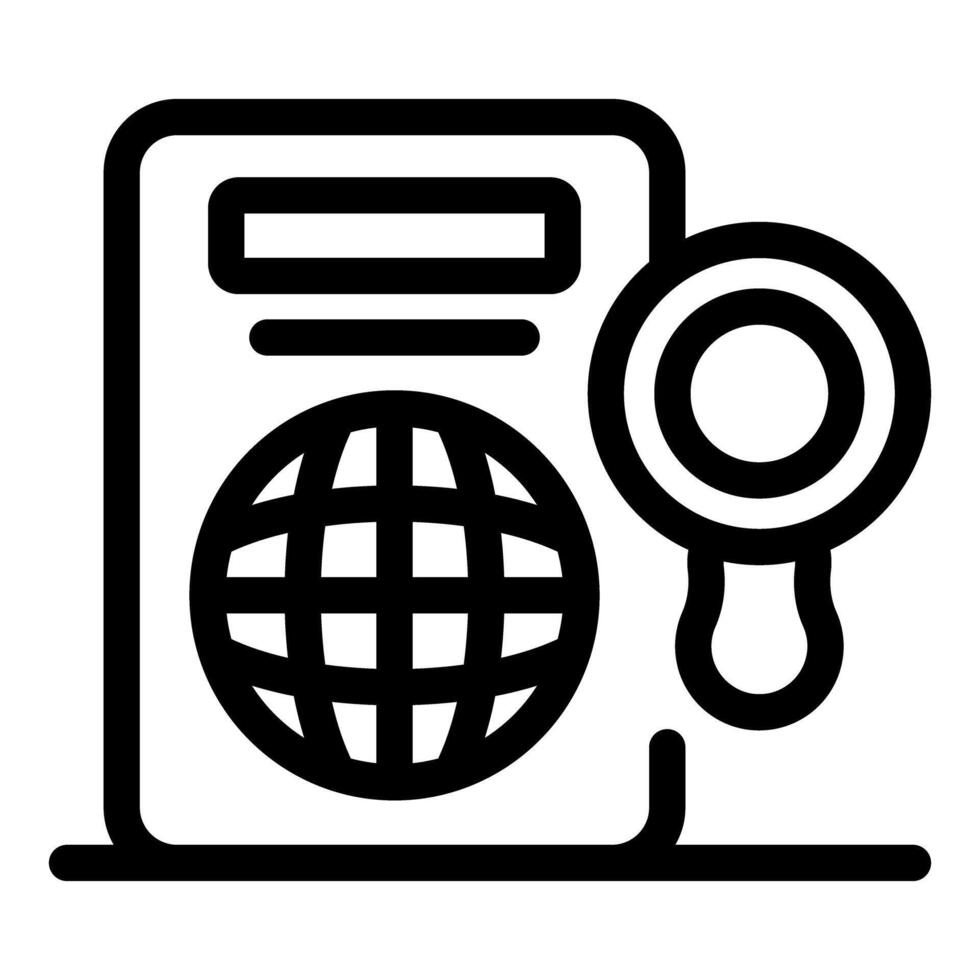 Passport check with magnifying glass focusing on global travel and immigration procedures vector