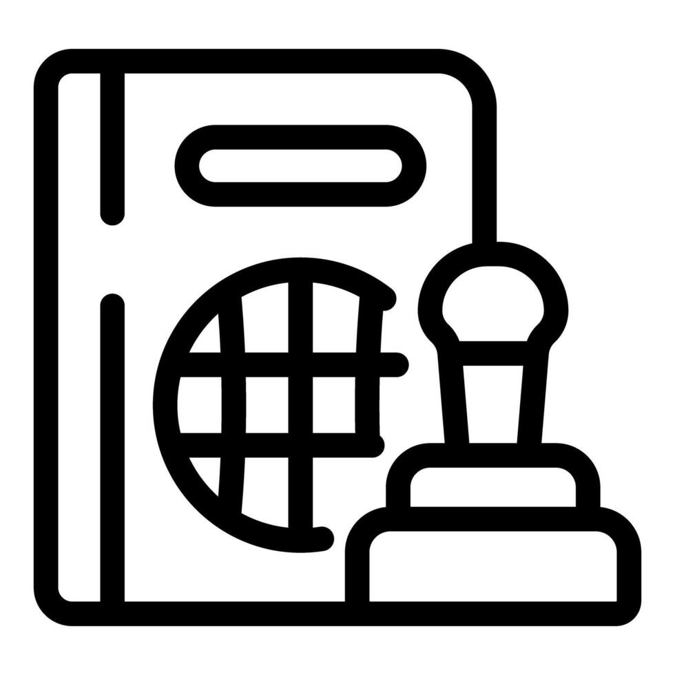 Immigration officer stamping international passport for border control vector