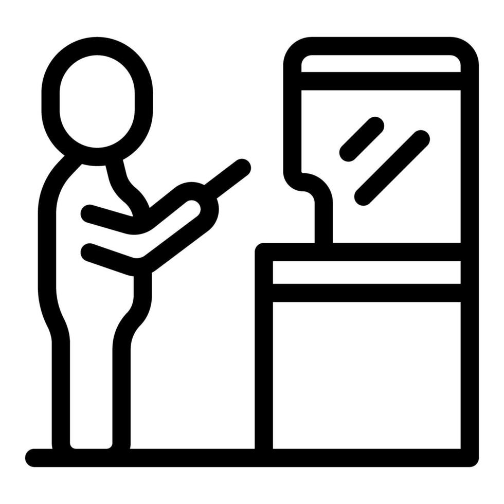 Voter inserting ballot into electronic voting machine vector