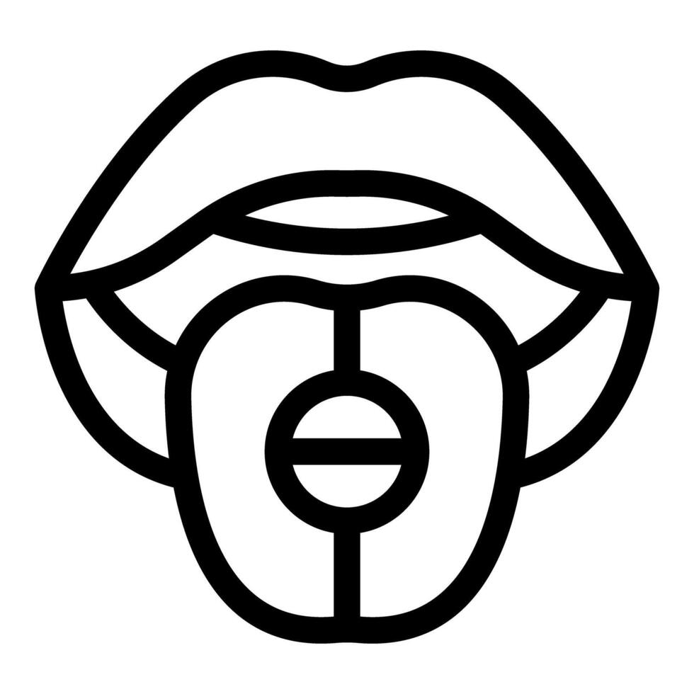 Open mouth showing tongue with sublingual pill dissolving for quick absorption vector