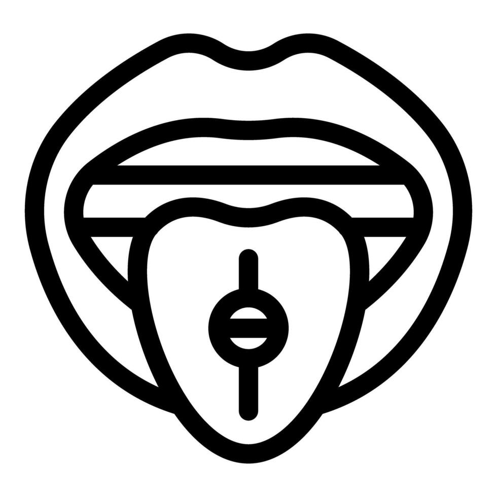 Open mouth showing tongue piercing, body modification symbol of rebellion and self expression vector