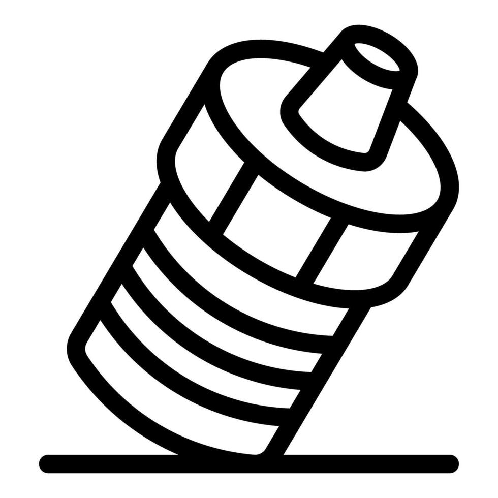 Sport water bottle lying on the ground line icon, fitness equipment symbol vector