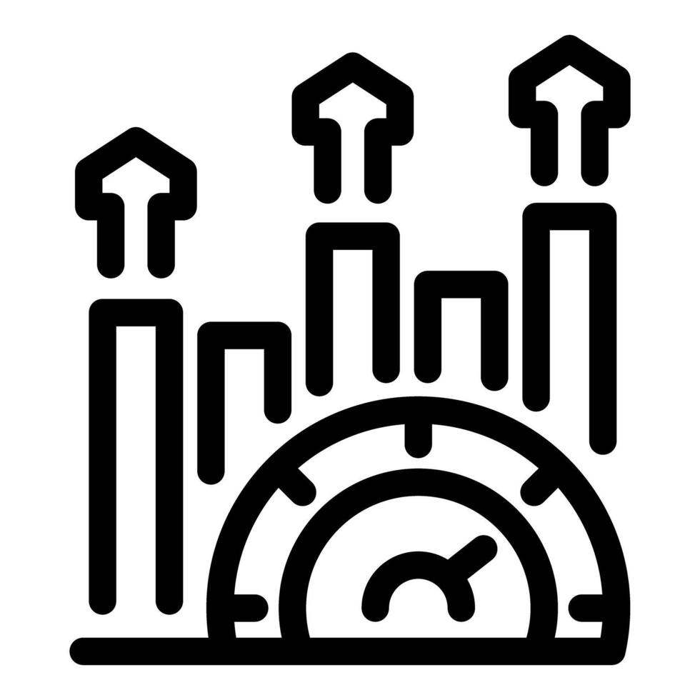Performance growth indicator showing increasing speed with clock and graph vector