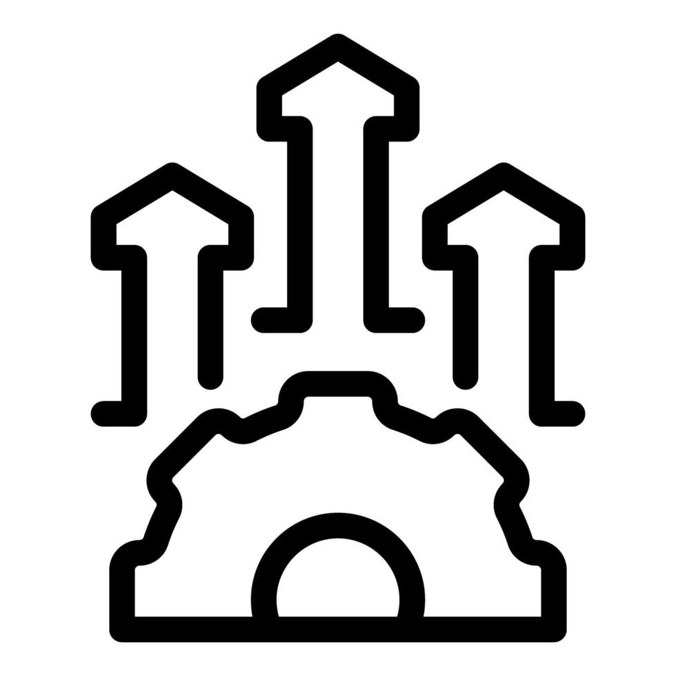 Growing business performance represented by upward arrows and gear icon vector