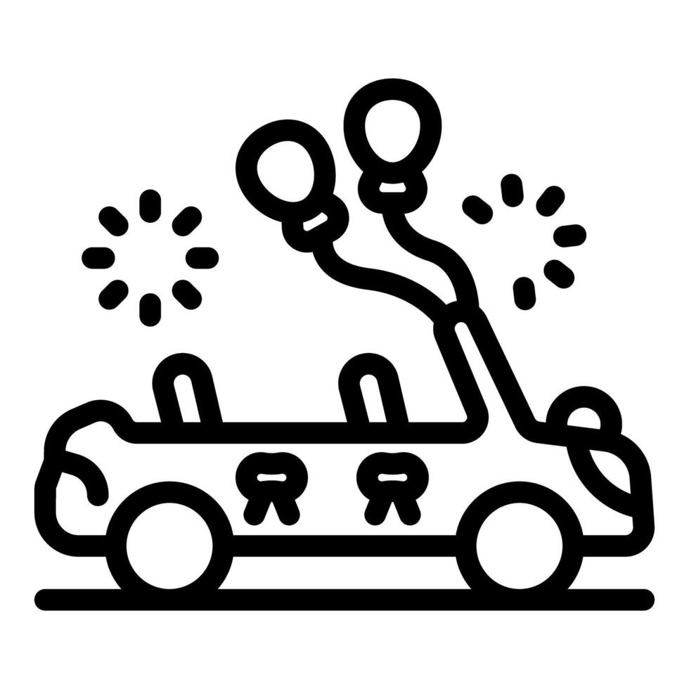 Wedding car decorated with balloons and ribbons leaving the ceremony vector