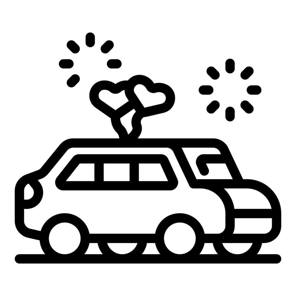 Wedding car decorated with balloons and hearts for a romantic celebration vector