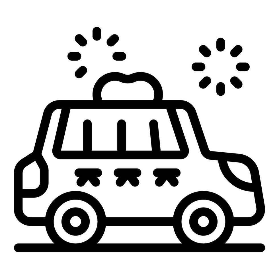 Wedding car carrying just married couple leaving ceremony vector