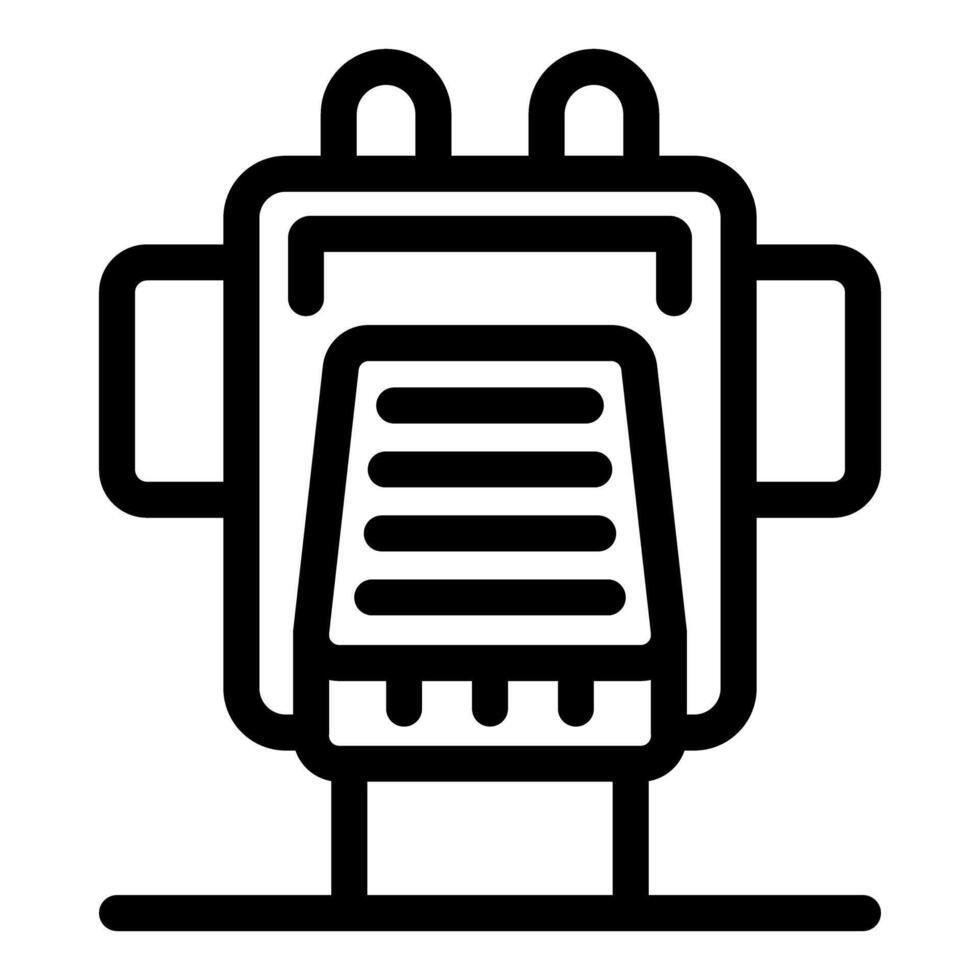 Electric transformer distributing electricity on a platform, power supply icon vector