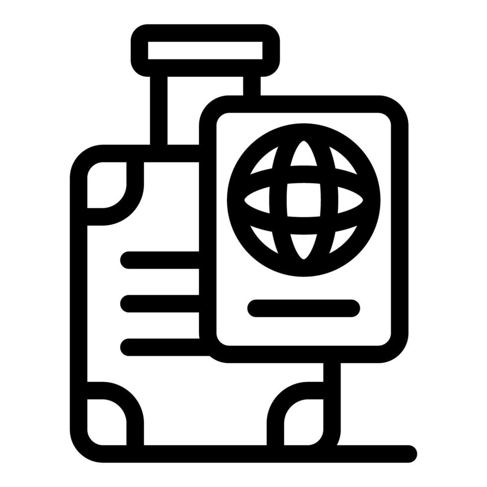 Suitcase with international passport for traveling and tourism vector