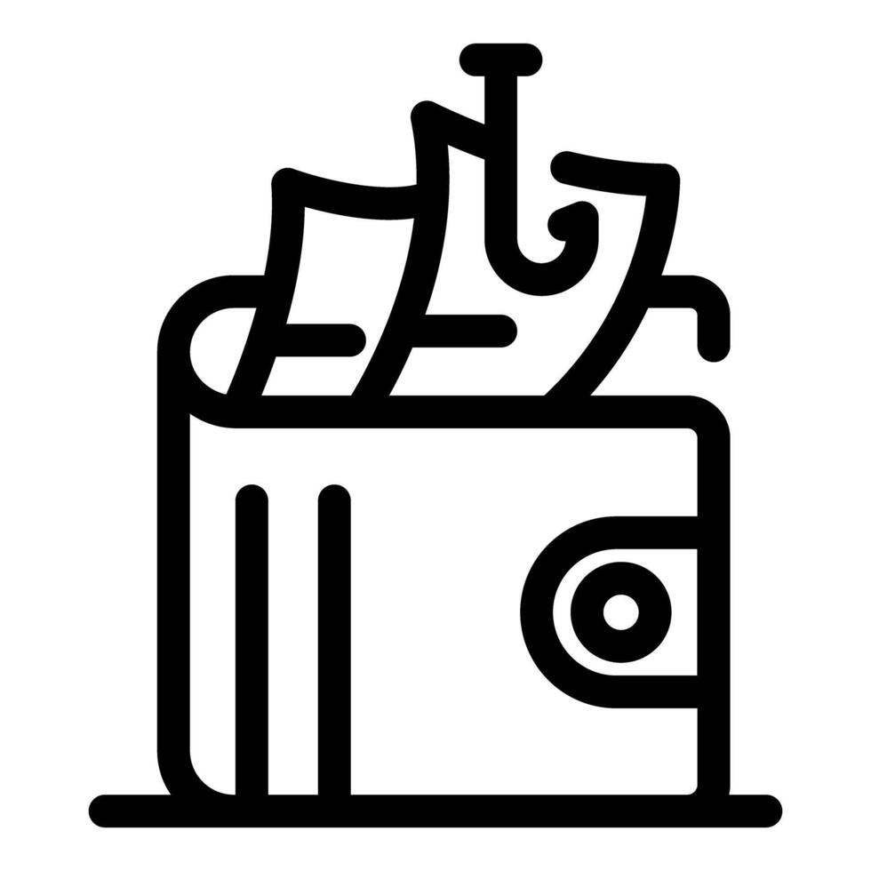 Wallet with money hooked as bait representing financial fraud vector