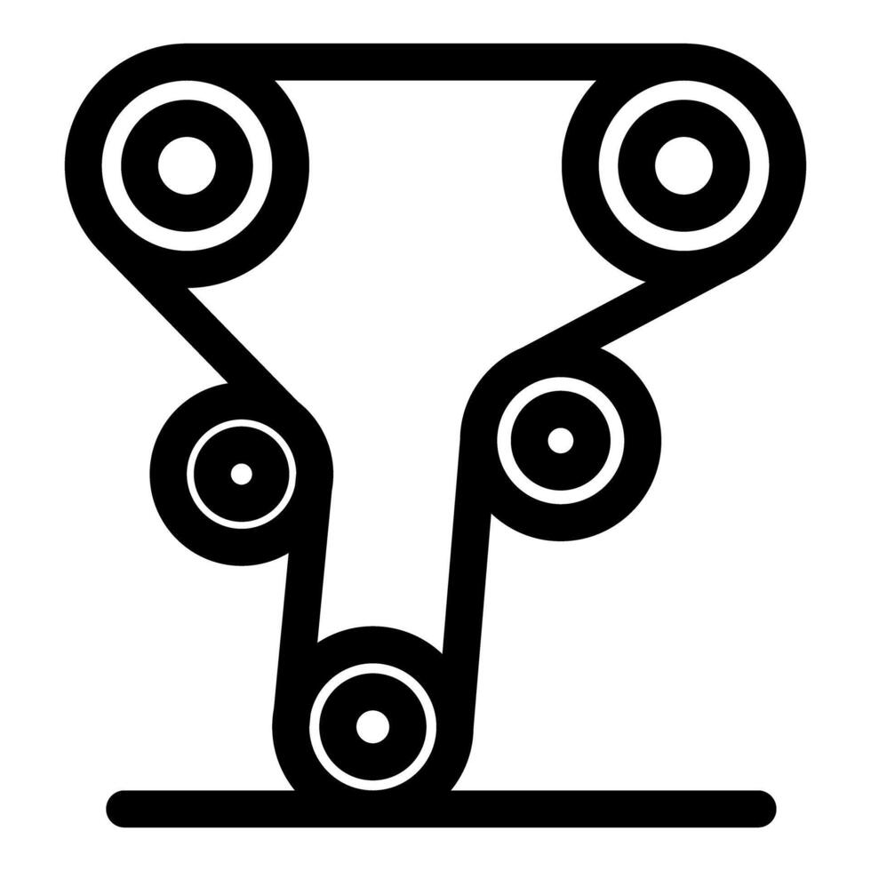 Timing belt rotating and connecting pulleys in internal combustion engine vector