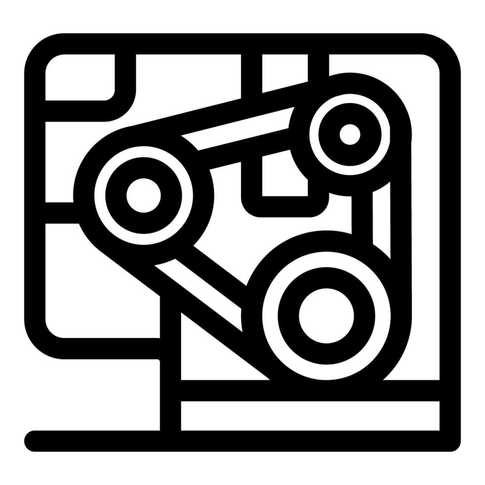 Timing belt connecting rotating gears in internal combustion engine vector