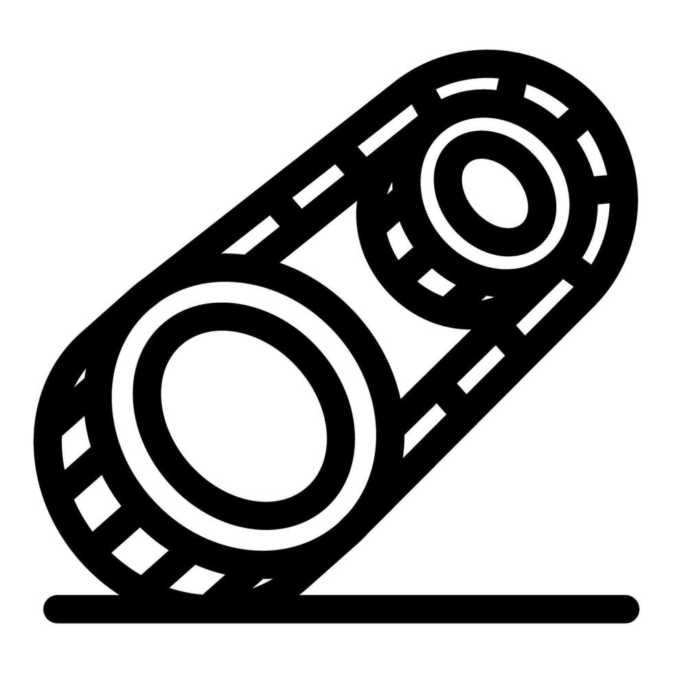 Double wheel rolling on a surface with dashed lines connecting them vector