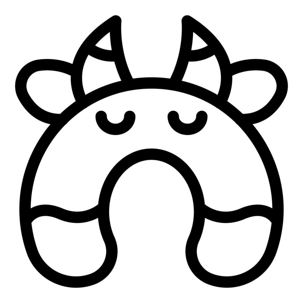 Sleeping travel pillow icon, comfortable neck support for journeys vector