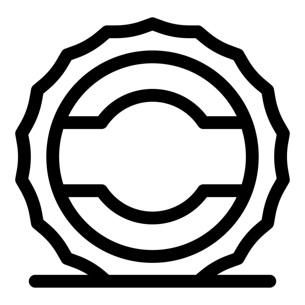 Round metal bottle cap with blank label is standing on a surface vector