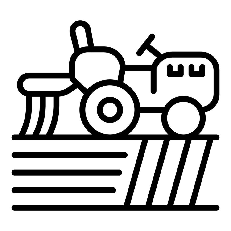 Tractor plowing field, cultivating fertile land for agriculture vector