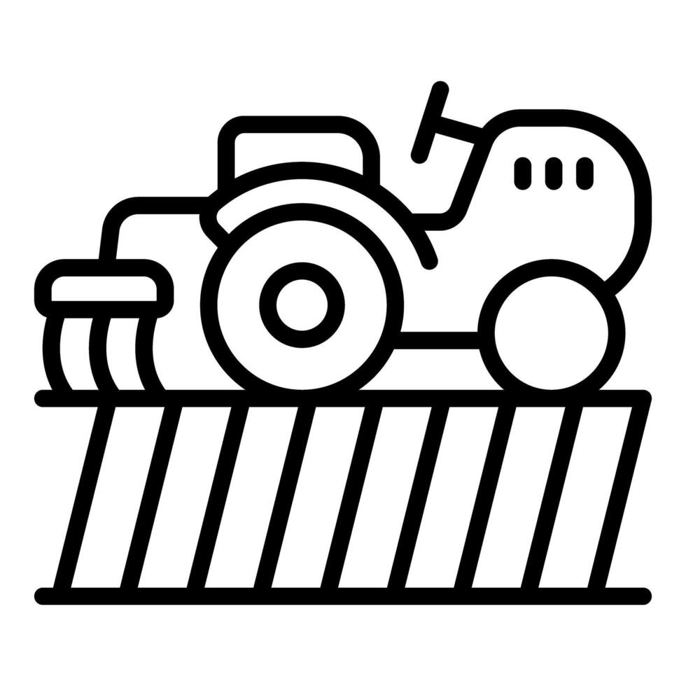 Tractor plowing cultivated agricultural field icon vector