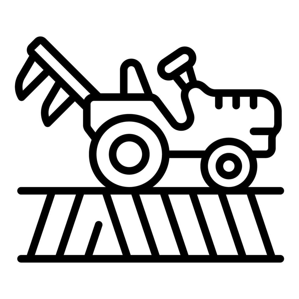 Tractor plowing cultivated agricultural field with pitchfork vector
