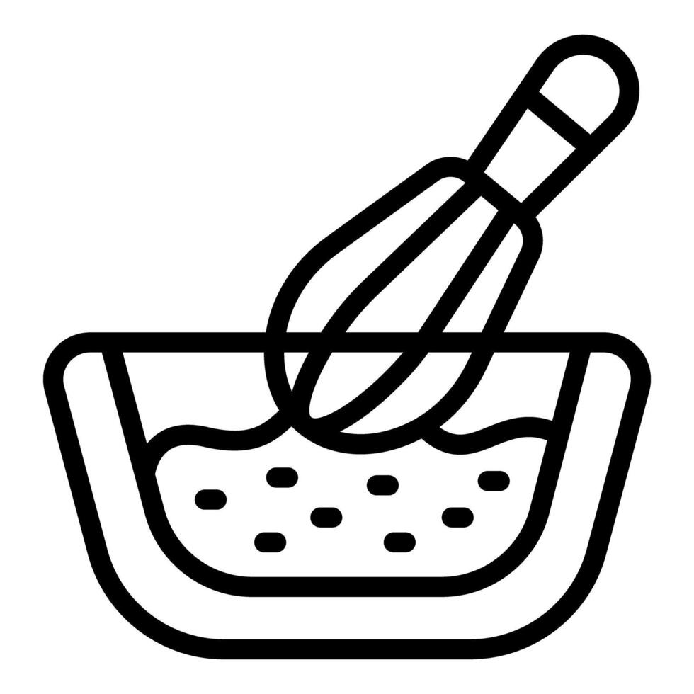 Whisk mixing ingredients in bowl, preparing a dough vector