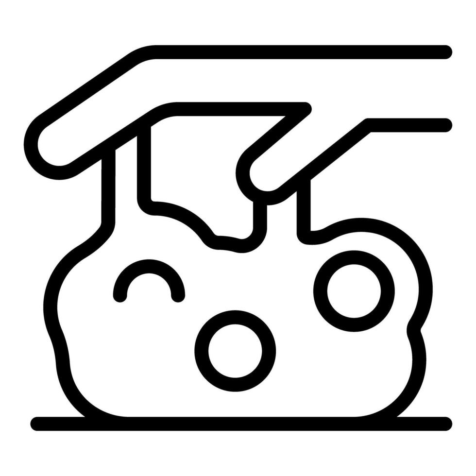 Hand holding and stretching cute sticky slime toy vector
