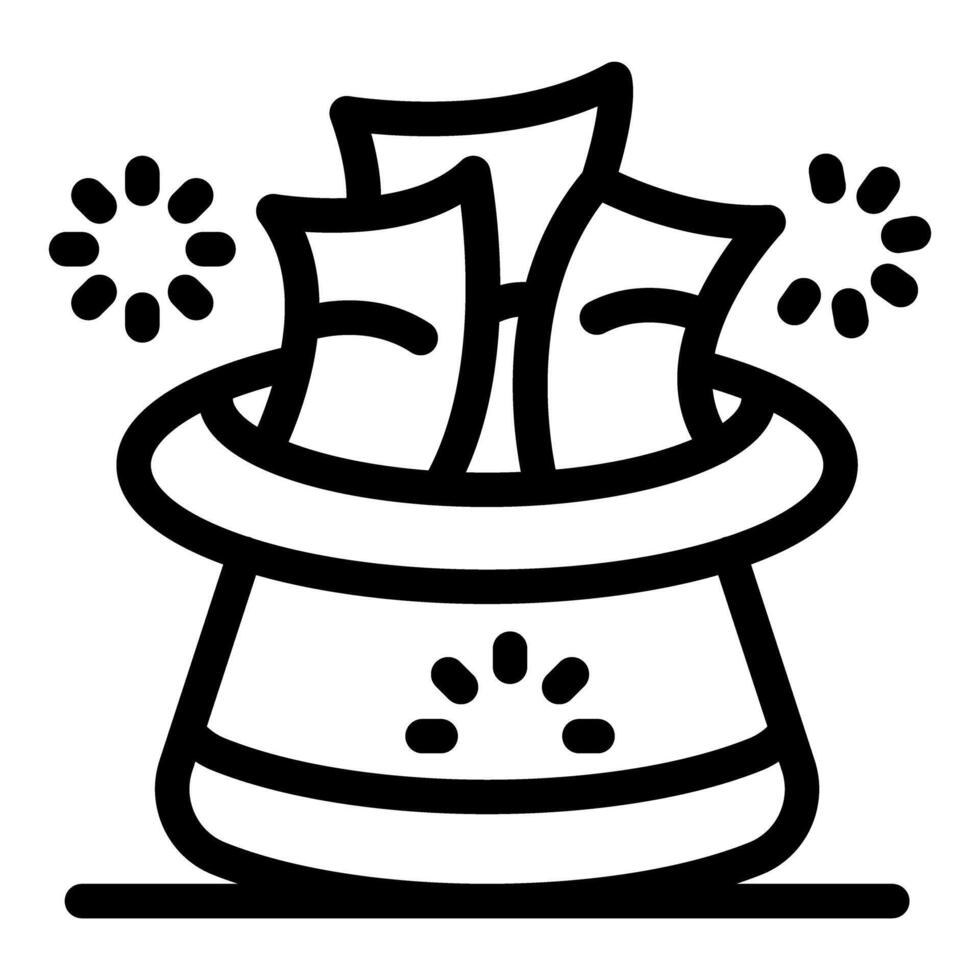 Magic tickets appearing from magician hat with sparkles vector