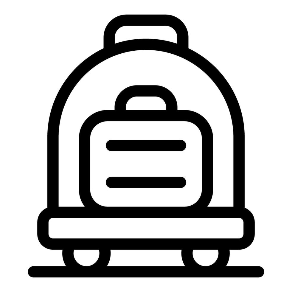 Hotel luggage cart carrying suitcase for guest transporting baggage vector