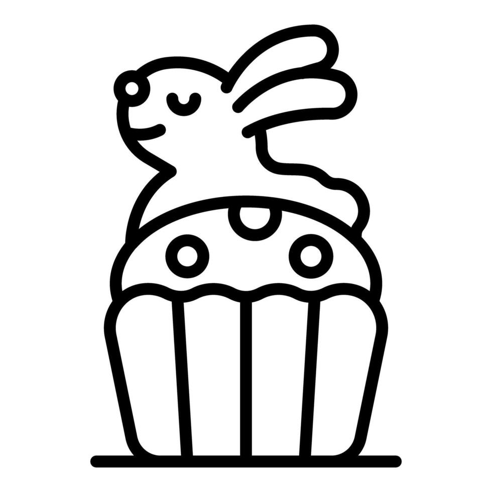 Cute easter bunny sitting on cupcake enjoying spring holiday festivities vector