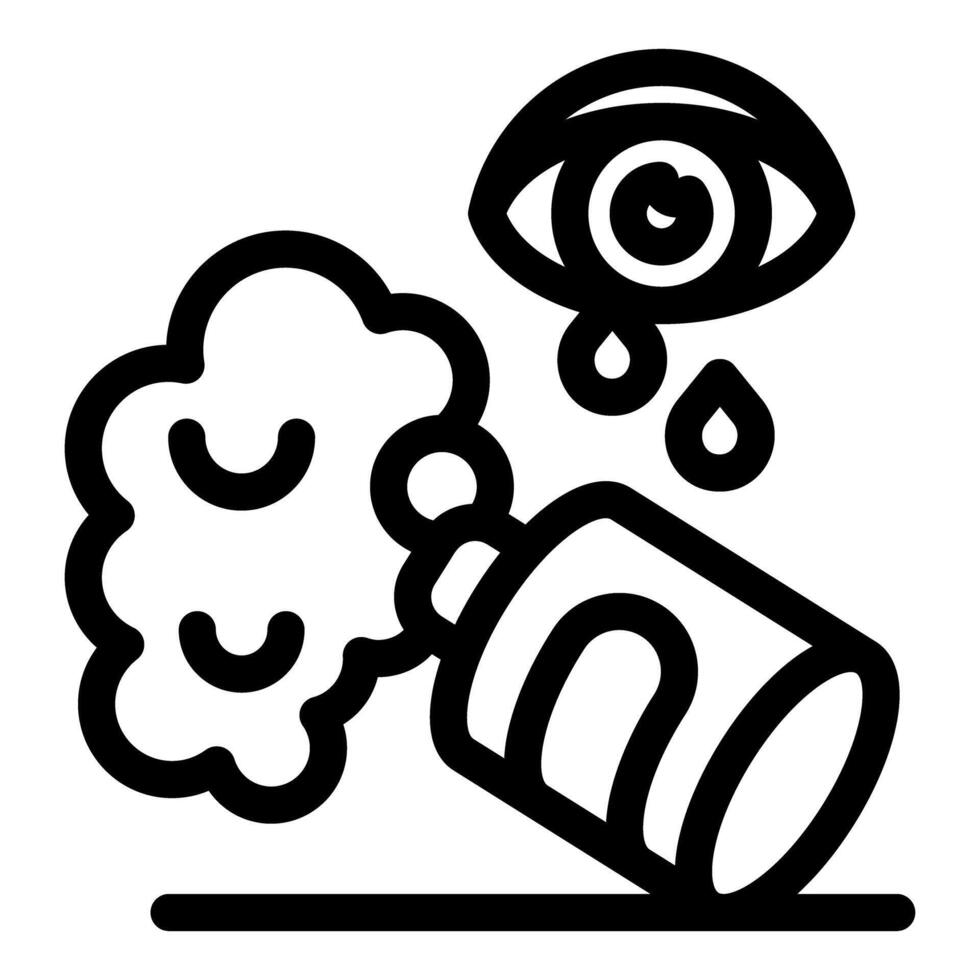 Tear gas causing eye irritation and crying vector